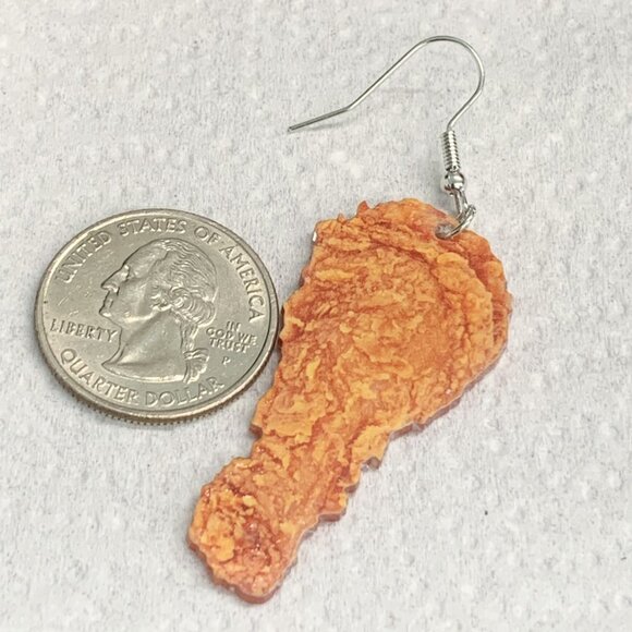 Fried Chicken Earring, Chicken Earring, Funny Food Earring, Gift Idea, Chicken - Picture 5 of 6